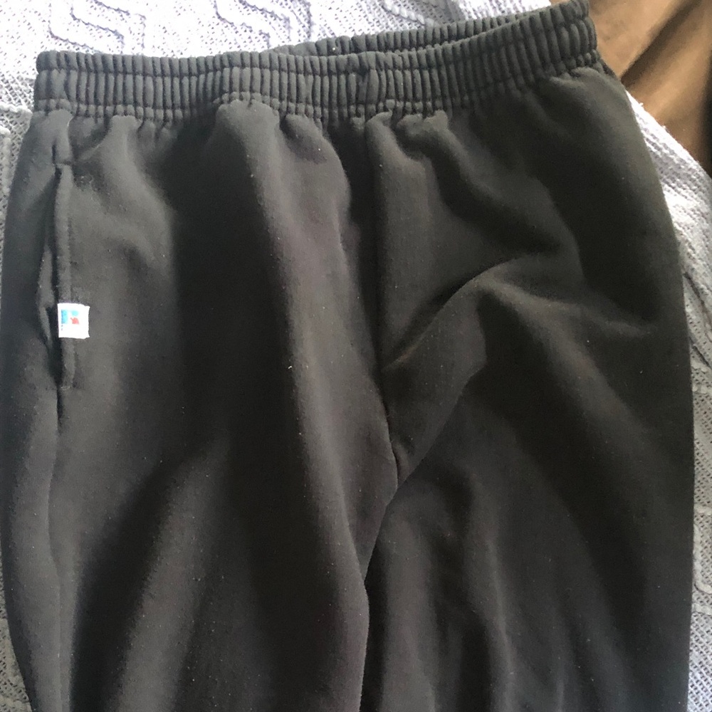 Mens Black Elastic-Waist Pants Large Russel Athletics